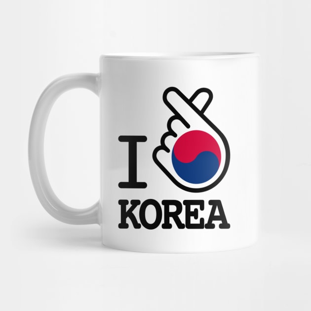 south korea flag with finger heart, kpop love sign gift by korean-design